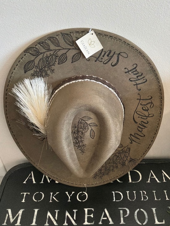 ? SUEDE Fabric “ Cowgirl 3 “  COWBOY Fedora HANDMADE ONE OF A KIND Hat